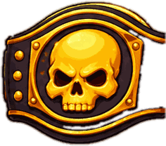 Ceinture de champion noire et or frappée d'une tête de mort